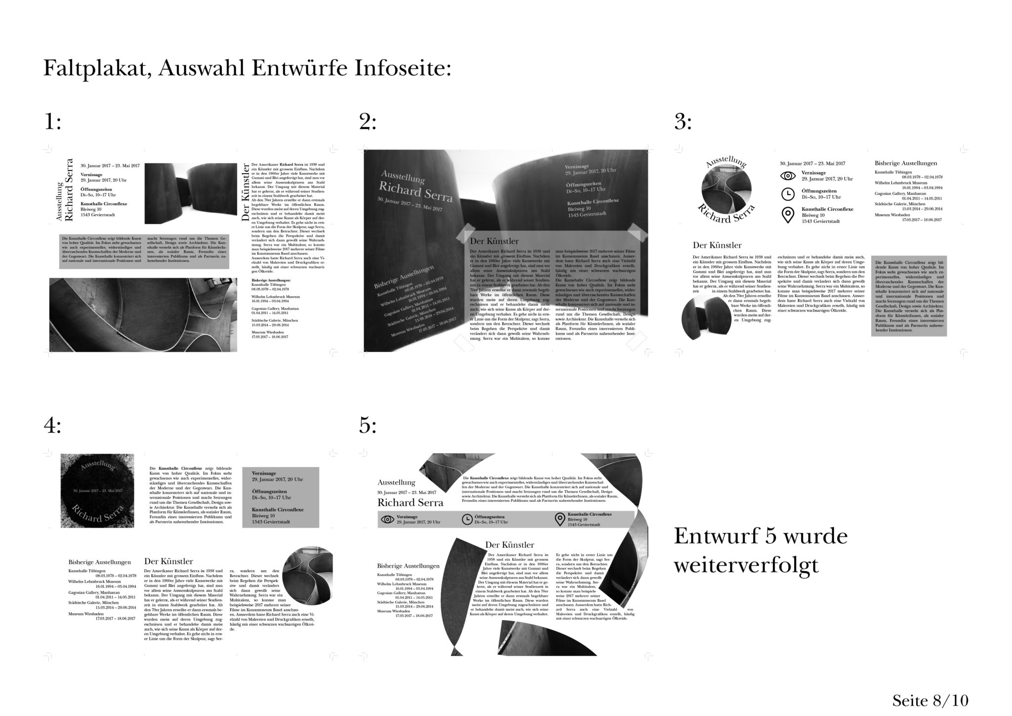 Diverse Ideen für die Infoseite des Künstlers "Richard Serra"